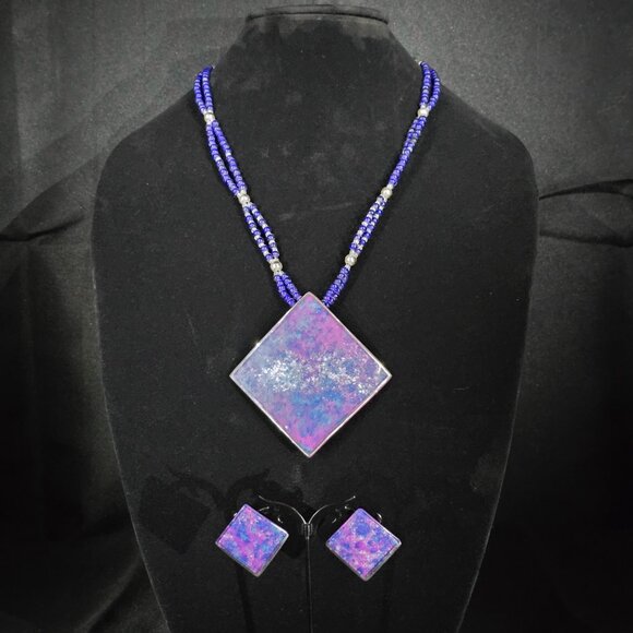 Blue & Purple Square Jewlery Set - Picture 1 of 6